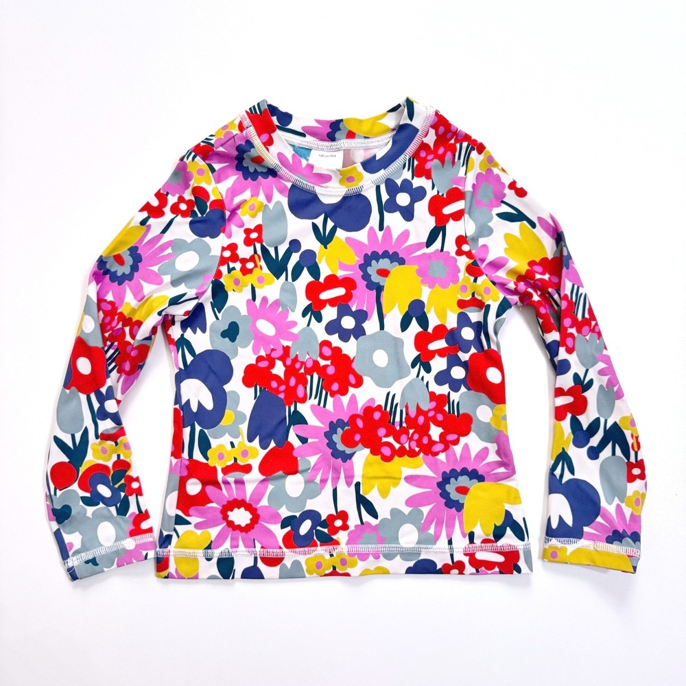 Hanna Andersson Rash Guard 4 Multi Floral Long Sleeve Swim Top UV Protection